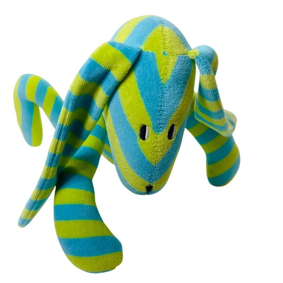 Max And Lulu Striped Bunny Plush Blue & Lime Green Soft Stuffed Animal - Picture 9 of 9